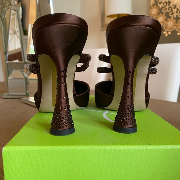 Sam Edelman Agustina Chocolate Satin Slip On Jeweled Mules 8.5 fits size 8 New - Picture 7 of 12